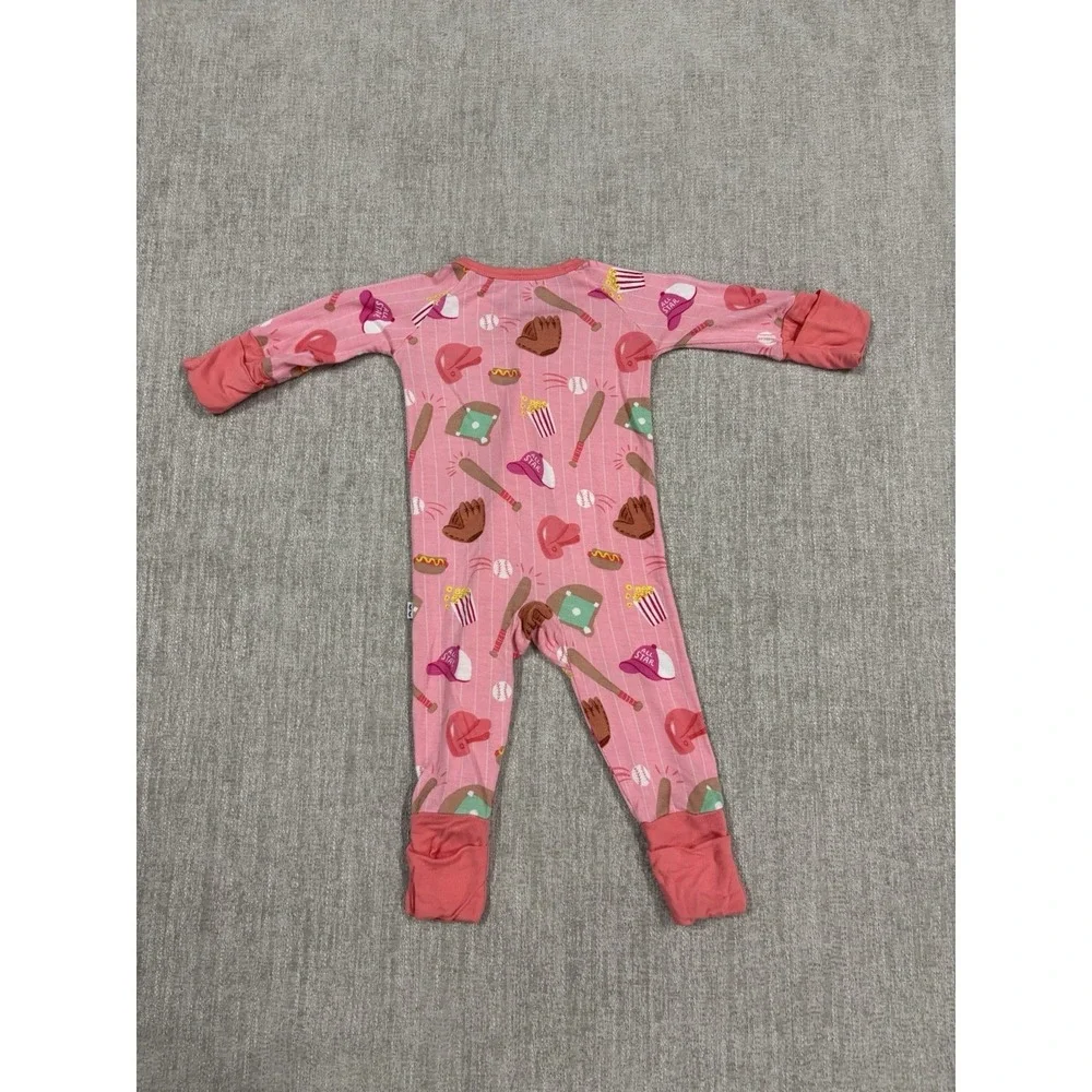 Little Sleepies All Star Pink Baseball Zippy Bamboo Pajama Size Newborn NB